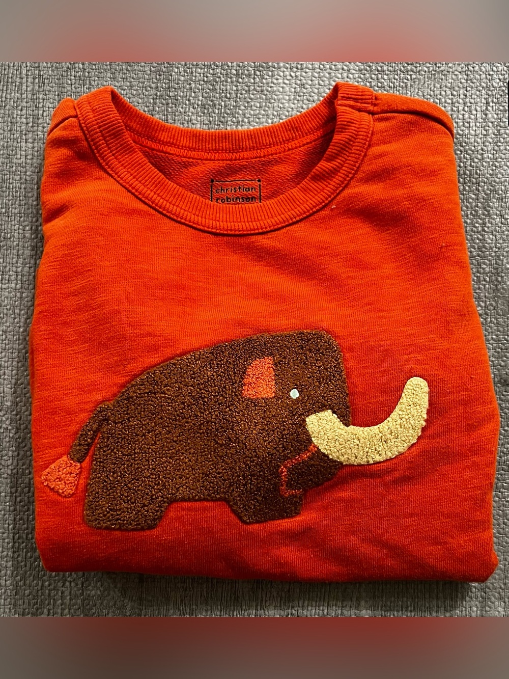 Christian Robinson Kids Orange Pullover Sweatshirt 5T Crew Animal Applique